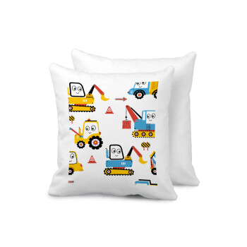 Hand drawing building truck, Sofa cushion 40x40cm includes filling