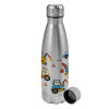 Metallic water bottle, stainless steel, 750ml