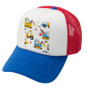 Adult Soft Trucker Hat with Red/Blue/White Mesh (POLYESTER, ADULT, UNISEX, ONE SIZE)