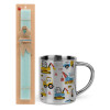 Easter Set, metallic thermal cup (300ml) & aromatic flat Easter candle (30cm) (TURQUOISE)