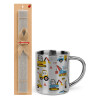 Easter Set, metallic thermal cup (300ml) & Easter aromatic flat candle (30cm) (GRAY)