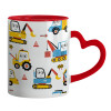 Mug heart red handle, ceramic, 330ml