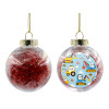 Transparent Christmas tree ball ornament with red filling 8cm