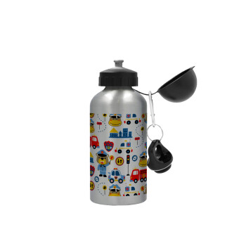 Rescue team cartoon, Metallic water jug, Silver, aluminum 500ml