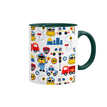 Rescue team cartoon, Mug colored green, ceramic, 330ml