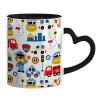 Mug heart black handle, ceramic, 330ml