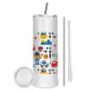 Eco friendly ποτήρι θερμό (tumbler) από ανοξείδωτο ατσάλι 600ml, με μεταλλικό καλαμάκι & βούρτσα καθαρισμού