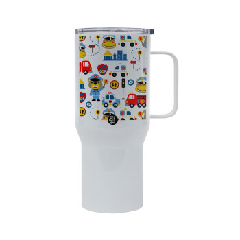 Rescue team cartoon, Mega Stainless steel Tumbler with lid, double wall 750L