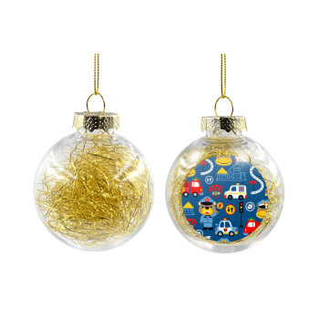 Rescue team cartoon, Transparent Christmas tree ball ornament with gold filling 8cm