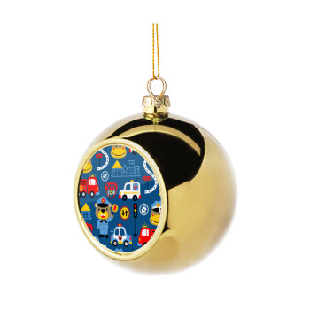 Rescue team cartoon, Golden Christmas tree ball ornament 8cm