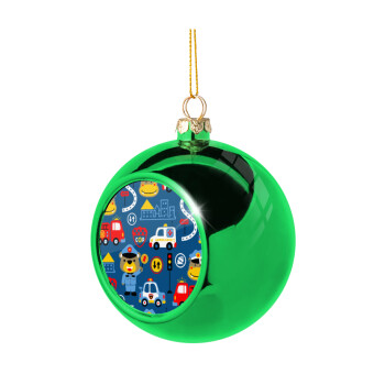 Rescue team cartoon, Green Christmas tree ornament ball 8cm