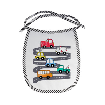 Hand drawn childish set with cars, Σαλιάρα μωρού αλέκιαστη με κορδόνι Μαύρη