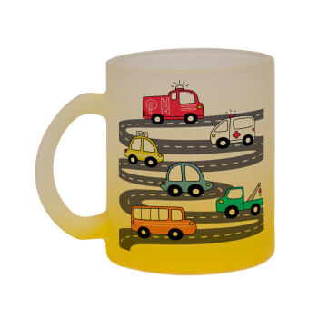 Hand drawn childish set with cars, 