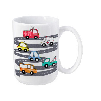 Hand drawn childish set with cars, Κούπα Mega, κεραμική, 450ml