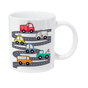 Hand drawn childish set with cars, Κούπα Giga, κεραμική, 590ml