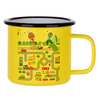 City road track maps, Metallic enamel MATT Yellow cup 360ml