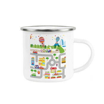 City road track maps, Metallic enamel cup white 360ml