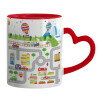 Mug heart red handle, ceramic, 330ml