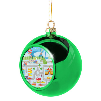 City road track maps, Green Christmas tree ornament ball 8cm