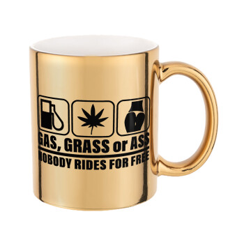 Gas, Grass or Ass, Mug ceramic, gold mirror, 330ml