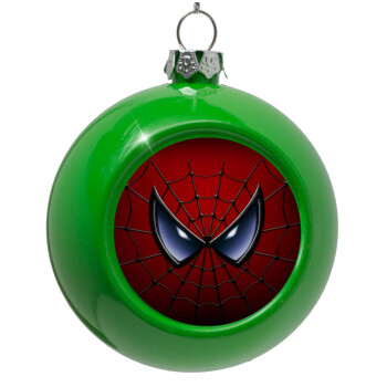 Spiderman mask, Green Christmas tree ornament bauble 8cm