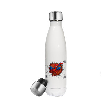 Spiderman wall, Metal mug thermos White (Stainless steel), double wall, 500ml