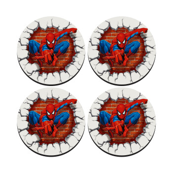 Spiderman wall, SET of 4 round wooden coasters (9cm)