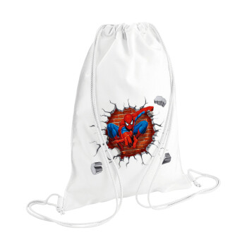 Spiderman wall, Backpack pouch GYMBAG white (28x40cm)