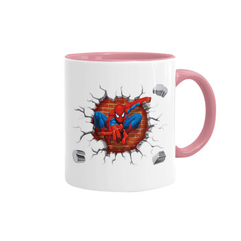 Spiderman wall, Mug colored pink, ceramic, 330ml