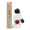 Easter Set, metallic aluminum water bottle (500ml) & aromatic flat Easter candle (30cm) (GRAY)