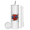 Eco friendly stainless steel tumbler 600ml, with metal straw & cleaning brush