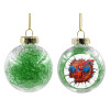 Transparent Christmas tree ball ornament with green filling 8cm