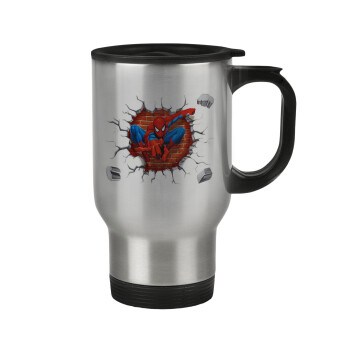Spiderman wall, Stainless steel travel mug with lid, double wall 450ml