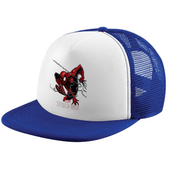 Spider-man, Adult Soft Trucker Hat with Blue/White Mesh (POLYESTER, ADULT, UNISEX, ONE SIZE)