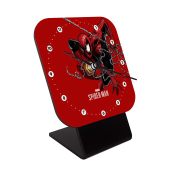 Spider-man, Επιτραπέζιο ρολόι ξύλινο με δείκτες (10cm)