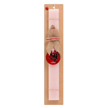 Spider-man, Easter Set, wooden keychain & scented flat Easter candle (30cm) (PINK)