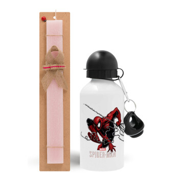 Spider-man, Easter Set, metallic aluminum bottle (500ml) & aromatic flat Easter candle (30cm) (PINK)