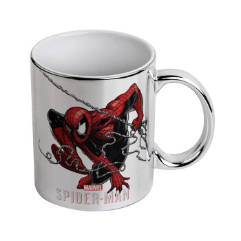 Spider-man, Mug ceramic, silver mirror, 330ml