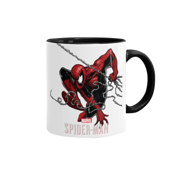 Spider-man, Κούπα χρωματιστή μαύρη, κεραμική, 330ml