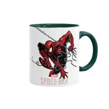 Spider-man, Κούπα χρωματιστή πράσινη, κεραμική, 330ml