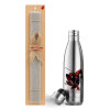 Easter Set, metallic stainless thermos flask (500ml) & scented flat Easter candle (30cm) (GRAY)