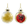 Transparent Christmas tree ball ornament with gold filling 8cm