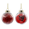 Transparent Christmas tree ball ornament with red filling 8cm