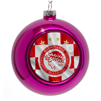 Olympiakos flag, Purple Christmas tree ornament bauble 8cm