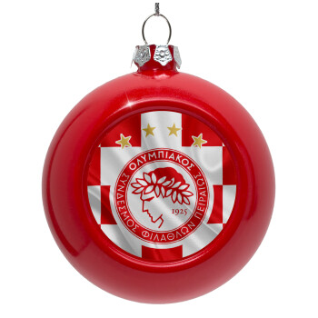 Olympiakos flag, Red Christmas tree ornament bauble 8cm