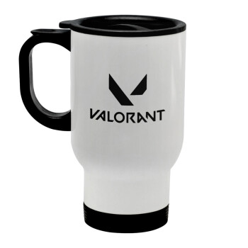 Valorant, Stainless steel travel mug with lid, double wall white 450ml