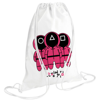 The squid game, Backpack pouch GYMBAG white (28x40cm)