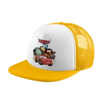 Αυτοκίνητα, Adult Soft Trucker Hat with Yellow/White Mesh (POLYESTER, ADULT, UNISEX, ONE SIZE)