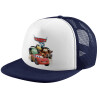 Adult Soft Trucker Hat with Dark Blue/White Mesh (POLYESTER, ADULT, UNISEX, ONE SIZE)