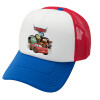 Adult Soft Trucker Hat with Red/Blue/White Mesh (POLYESTER, ADULT, UNISEX, ONE SIZE)